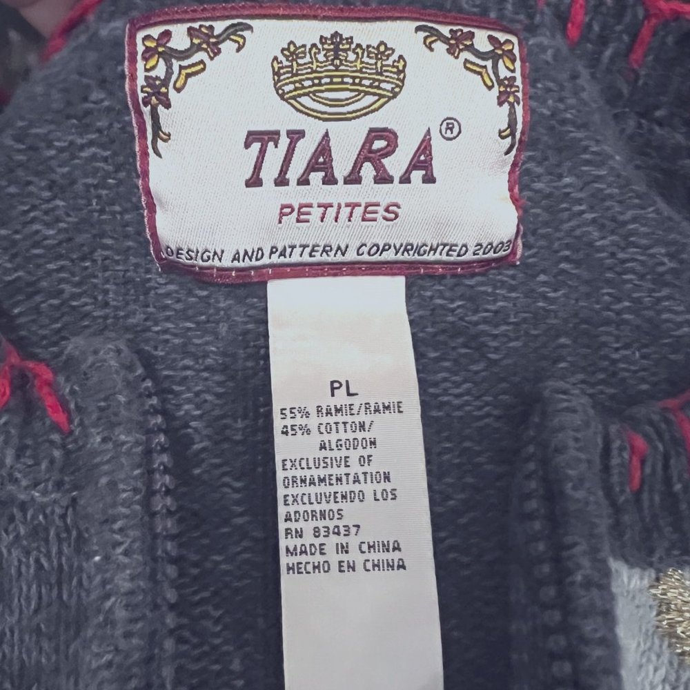 Tiara Vintage Ugly Christmas Sweater- Snowmen sparkle cardigan women's PL-Holida - Picture 5 of 12